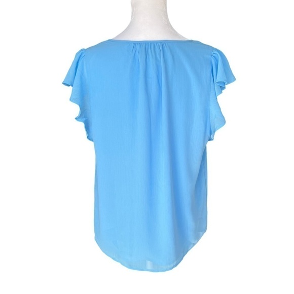 J. Crew - NWT Flutter Sleeve Key Hole Blouse Top Sz M - Picture 5 of 8